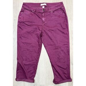 Lane Bryant Womens Burgundy Cropped Stretch Jeans Plus Size 14 NWT